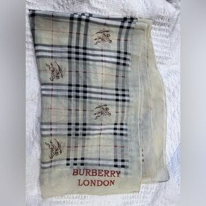 Burberry Beige Plaid Scarf with Black and Red Accents